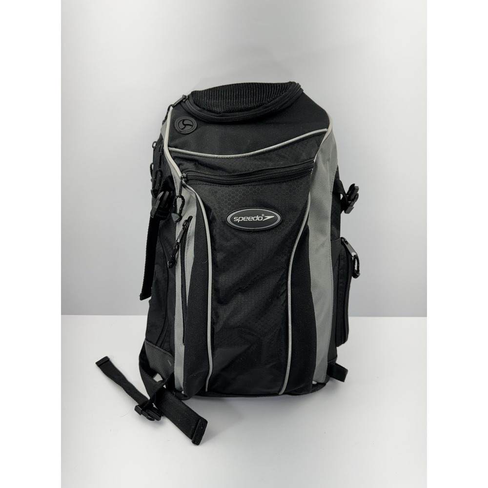 Speedo Sling Crossbody Sport Backpack Bag Black Multiple Compartments